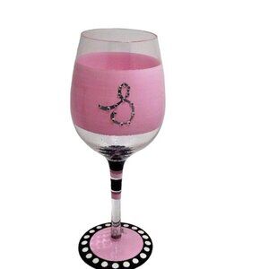 Wine Glass Rhinestone Ampersand Black And Pink